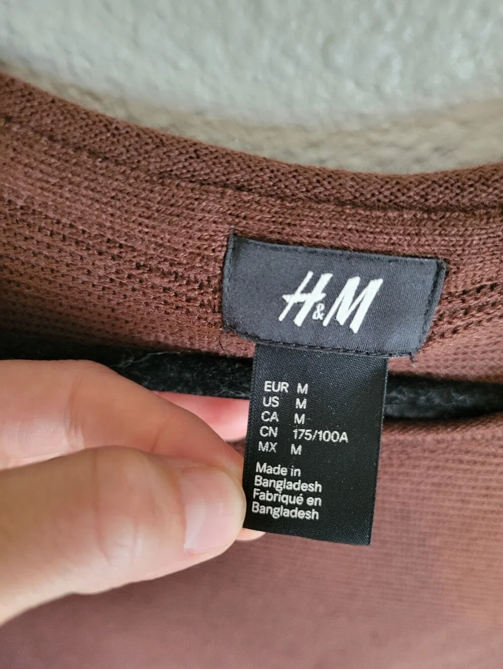 H&M Men's Dark Mauv/Brown LongCrewneck Knit Sweater